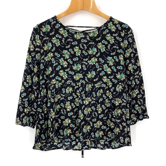 BONGO Floral Patterned 3/4 Sleeve Corset Back Blouse, Medium - Picture 13 of 16